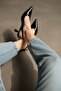 Voli Black Patent Leather Side Buckle (8 cm) Pointed Toe Heeled Shoes - 2