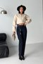 Women's High Waist Striped Detail Mom Fit Jeans Dark Blue 7111-73 - 2