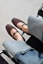 Libon Women's Buckle Detailed Satin Ballerinas Brown