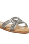 Women Rhinestones Embellished Flat Sandals in Metallic Black - 5