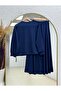 Dariana Kangru Pocketed Tunic with Tightened Skirt Set-Nl678 Navy Blue - 8