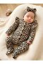 100% Cotton 3-6-9 Months Bandanali Shoulder Ruffle Leopard Printed Piece Jumpsuit Set 2-Piece Set Baby&Child Set