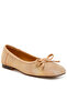 Women Beige Suede Bow Embellished Ballerinas - 2