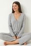 Buttoned Ribbed Knitted Cardigan Pajama Set Lrn0017 Gray Melange