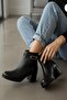 Rober Black Buckle Leather (5 cm Heeled) Daily Use Women's Boots - 6
