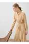 Aerobin Hijab Dress with Tie Detail - Stone Color - - 5