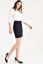 High Waist Wrap Double-Breasted Lightweight Lycra Fabric Pencil Office Skirt-Navy Blue - 2