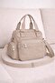 Women's Beige Satin Shiny Waterproof Multi-Compartment Hand & Shoulder Bag — Daily Mini Crossbody Bag with Column Strap