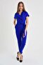 Shawl Collar Off-Shoulder Lace-Up Ankle Length Stylish Lightweight Lycra Fabric Stylish Office Jumpsuit-Sax - 2