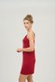 Women's Viscose Fabric Adjustable Rope Strap V-Neck Lace Detailed Nightgown - Claret Red - 3