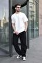 Comfortable Cut Men's Black Trousers with Leg Detail 6532 - 6