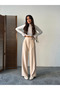 Waist Velcro Palazzo Trousers - Stone - 2