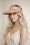 Women's Beige Straw Visor Hat Wide Brim Open Top - Golf Tennis Summer Beach Premium - 3