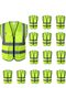 AUTO FAMILY High Visibility Safety Vests with Reflective Strips XXL– (Pack of 15)