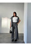 Plaid Three-Pleated Palazzo Trousers - Black - 2
