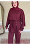 Women's Loose Button-Hem Blouse and Pants Set - 3