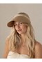 Summer Striped Wide Brim Beige Sun Visor – Tennis Sports Beach Hat Tepi Açık - 6