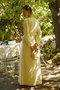Contrast Stitched Linen Dress Butter Yellow - 5