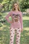 Women's Rules Teddy Bear Printed Single Jersey Long Sleeve Pajama Set - 2