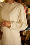 Contrast Stitched Linen Dress Stone - 5