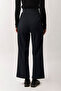 Belted Pleated Detail Trousers Navy Blue - 7