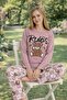 Women's Rules Teddy Bear Printed Single Jersey Long Sleeve Pajama Set
