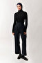 Belted Pleated Detail Trousers Navy Blue