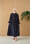 Women's New Season Dress with Belt Detail and Tie Collar - Navy Blue