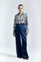 Lisa Belt Detailed Satin Trousers - Navy Blue - 5