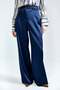 Lisa Belt Detailed Satin Trousers - Navy Blue - 7