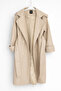 Beige Lined Belted Windproof Leather Coat - 5