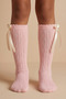 Girl's Satin Bow Knitwear Knee-High Socks - 3