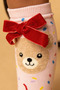 Girl's Cupcake Teddy Patterned Knee-Length School Socks - 7