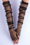 Long Black Tulle Cut-Out Fingerless Bridal Party Prom Invitation Gloves - 2