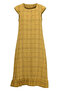 Checkered Textured Gilet Dress 2514-02 Mustard - 4
