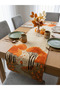 Digital Printed Punch Embroidery Patterned Runner, Autumn Themed, 40x140, Stain Resistant