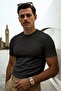 Men's Slimfit Black Crew Neck 100% Organic Cotton Plain Basic Summer T-Shirt - 7