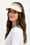 Women's Beige Straw Crown Visor |   Hijab Compatible Summer Beach and Tennis Hat - 3