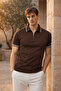 Jared Collar Striped Vertical Striped Half Zipper Slim Knitwear Men's T-Shirt - Brown - 6