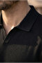 Dawson Polo V-Neck Buttonless Short Sleeve Tok Fabric Knitwear Men's T-Shirt - Black - 6