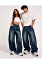 Antique Vintage Green Washed Unisex Baggy Jeans Pants - 4