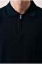 Ritchie Zippered Polo Collar Vertical Striped Short Sleeve Slim Knitwear Men's T-Shirt - Black - 4