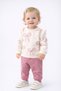 Baby Girl Bow Patterned Sweatshirt with Sleeve Detail + Sweatpants 2-Piece Set 3-6-9-12 Months