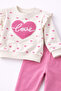 Baby girl seasonal tracksuit set with heart pattern, 2-thread, non-raising, 3-12 months - 5