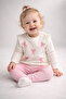 Baby Girl Top and Bottom Set with Bow, Ribbed 2-Thread, Seasonal 2-Piece Set, 3-6-9-12 Months