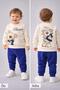 Baby Boy Teddy Bear Toy Bear Front-Back Printed 2-Piece Tracksuit Set – Transitional 2-Thread Bottom Top Set - 4