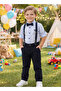 Boy's Bow Tie Suspender Suit – Shirt + Pants Stylish Holiday/Wedding Combination - 2