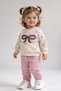 Baby Girl Heart Bow Embroidered 2-Piece Top and Bottom Set 2Yarn m Transitional Tracksuit Set 3-12 Months
