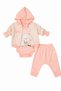 Baby Girl Teddy Bear and Duck Embroidered 3-Piece Bodysuit with Hooded Cardigans 3-Piece Girl Set 0-3-6-9 Months Old - 4