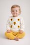 Baby girl bee-sunflower embroidered 2-piece ribbed top and bottom set 3-12 months - 2